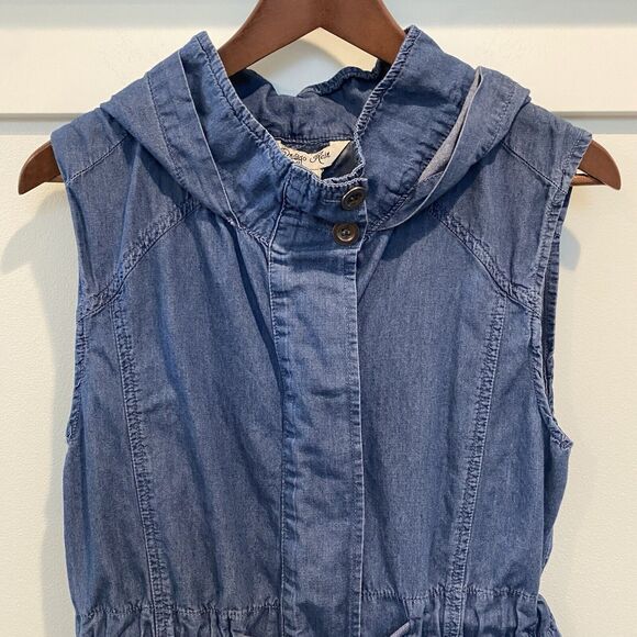 Indigo Rein Vest Women's Medium M Blue Hoodie Chambray‎ Drawstring Y2K Style - Picture 3 of 13